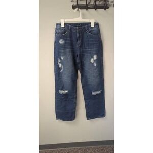 Midiross Women's‎ Blue Denim Distressed Relaxed Fit Jeans Size L